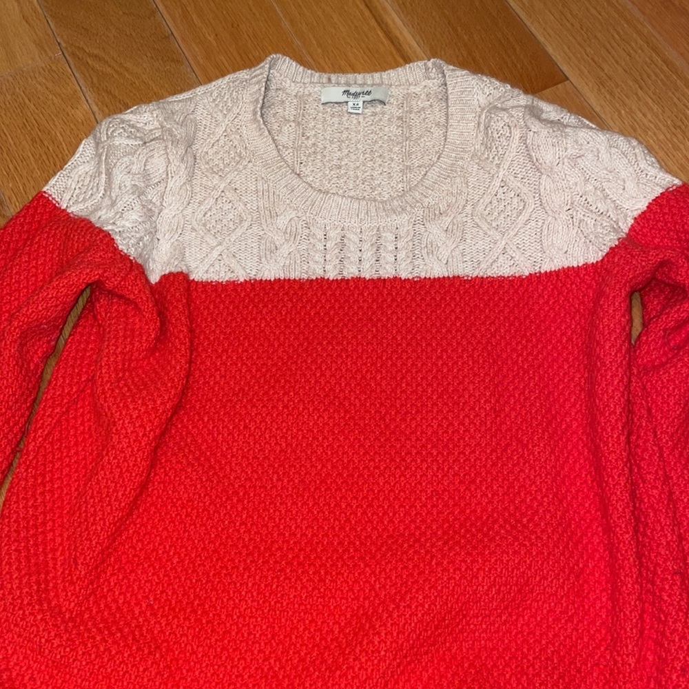 Madewell red and beige wool sweater size XS - Picture 2 of 5